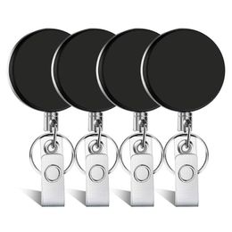 Keychains 4 Pieces Retractable Badge Holder ID Heavy Duty Reel With Keychain Ring Clip For Key Card 250U