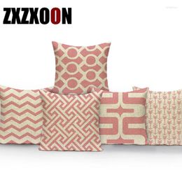 Pillow Polyester Pink Color Geometric Stripe Cojines Decorativos Para Sofa Decorative Pillows Covers For Girl's Room Decor
