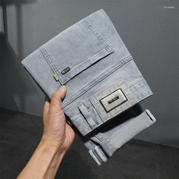 Men's Jeans High-End Light Grey Summer Fashion All-Matching Street Korean Stretch Slim Fit Skinny Casual Brand Pants