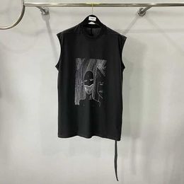 Men's Tank Tops High Street Mens T-shirt Rick Cotton Vest for Men O-neck Womens Tees Print Deaign Fashion Mens Clothing Q240521