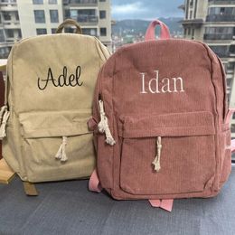 Personalised Kids Backpack Embroidered Corduroy BackpackBack to School Kid name backpackschool bag collegetoddlerwith name 240520