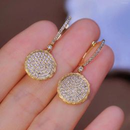 Stud Earrings CZZJ2024 White Diamonds Solid G18K Yellow Gold Nature 1.00ct Female Drop For Women Fine