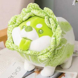Plush Dolls 22cm-55cm Cute Green and White Chinese Cabbage Dog Plush Toy Soft Cartoon Vegetable Plants Stuffed Doll Comfortable Pillow Gifts H240521 4HN8