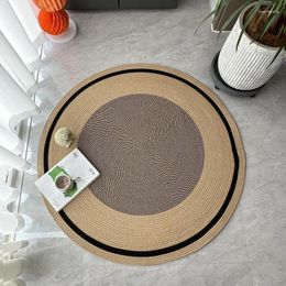 Carpets Jute Weaving Round For Living Room Cotton Stitching Rugs Bedside Rug Floor Mats Home Decor Simple Style Bedroom Door Mat