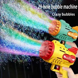 Gun Toys New Bubble Machine 29 Hole Luminous Electric Bubble Machine Childrens Toys Two Modes Bubble Machine Gift T240521