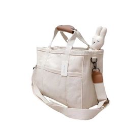 Diaper Bags New high-quality beige baby urine bag multifunctional and large capacity mothers handbag baby stroller canvas storage bag hanging bag d240522