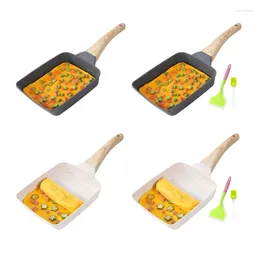 Pans Non-Stick Frying Pan With Shovel Oil Brush Set Rectangle Pot Handle For Home Kitchen Pancake Beef Pork Heating Making