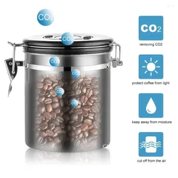 Storage Bottles Steel Airtight Coffee Canister Set Container Jar With Scoop For Beans Tea 1.5L Stainless Tools