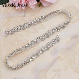 Wedding Sashes MissRDress Rhinestones Belt Sash Silver Diamond Crystal Bridal For Gown Decoration JK863 323Y