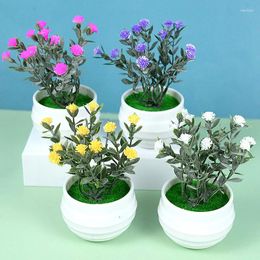 Decorative Flowers Artificial Potted Plant Ornaments Small Simulated Bonsai Fake Plastic Plants Home Table Decorations Garden Supplies