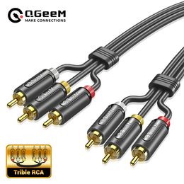 QGeeM 3RCA to 3RCA Cable Jack Connector Splitter Audio Cable RCA Stereo Aux Wire for TV CD DVD VCD Radio Sound Amplifier Console