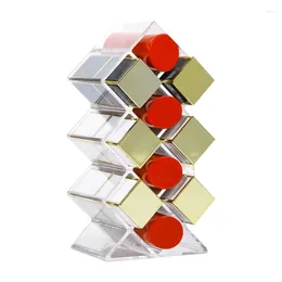 Kitchen Storage HX5B 10 Grids Acrylic Makeup Organiser Box Lipsticks Holder Cosmetic Case Stackable Transparent Nail Polish Lip Gloss