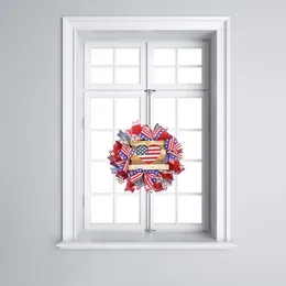 Decorative Flowers Day Decoration Patriotic Wreath Independence Decorations Blue White Star Striped Pattern Bowknot Door