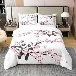 Bedding sets Japanese Duvet Cover Set Sakura Tree Flowers Cherry Blossoms Spring Theme Art Decor 3 Piece with 2 Shams H240521 BST5