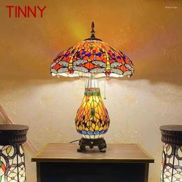 Table Lamps TINNY Tiffany Lamp American Retro Living Room Bedroom Luxurious Villa El Stained Glass Desk