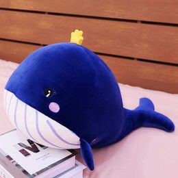 Plush Dolls Big Fat Cute Whale Plush Toy Soft Stuffed Cartoon Animal Fish Doll Rest Nap Sofa Pillow Cushion Girls Lovers Valentines Gift H240521 CKK1