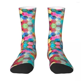 Men's Socks Crystal Bohemian Honeycomb Cubes Harajuku Super Soft Stockings All Season Long Accessories For Man's Woman's Gifts