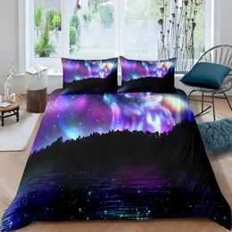 Bedding sets Wolf Printed Set Twin Size for Kids Boys BedroomMisty Bed Duvet Cover Comforter Wild Animals Decor 3 Pieces H240521 HNGA