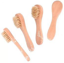 Face Cleansing Brush for Facial Exfoliation Natural Bristles Exfoliating Face Brushes for Dry Brushing with Wooden Handle8385588