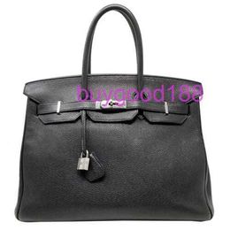 Aa Biriddkkin Delicate Luxury Womens Social Designer Totes Bag Shoulder Bag 35 Bag Togo Black Leather Hardware Top Handle Handbag Fashion Womens Bag