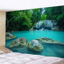 Tapestries Secluded Forest Waterfall Home Art Tapestry Bohemian Decorative Hippie Yoga Mat Sheets Large Size Sofa Blanket