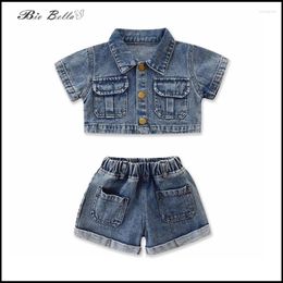 Clothing Sets Biobella Summer Baby Girls Jean Pants Tops Kids Birthday Pageant Elegant Wedding Child Outfits Year