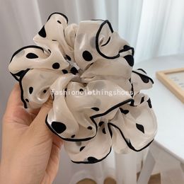 French Gentle Dotted Satin Large Scrunchies Hairbands Women's Fashion Design Temperament Large Headrope Hair Rope Accessories