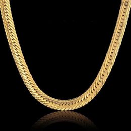 Hiphop Gold Chain For Men Hip Hop Chain Necklace 8MM 14k Yellow Gold Curb Long Chain Necklaces Mens Jewellery Colar Collier