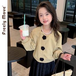 Jackets Freely Move 2024 Children Jacket Fashion Baby Girls Coat Autumn Long Sleeve Floral Kids For Clothing