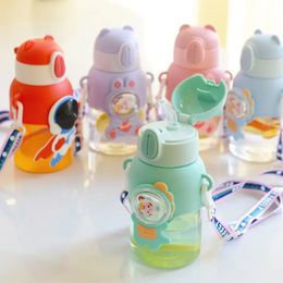 600ML Kawaii Summer Childrens Water Cup High-value Fall-proof Straw Cup Boys and Cirls Go to School Baby Kettle 240521