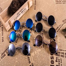 2017 Unique Design Gothic steampunk sunglasses Restore ancient ways round frame metal frame Men Women glasses female eyewear oculos de 220U