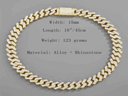 Hip Hop Miami Curb Cuban Necklace Iced Out Hardened Ston Cz Bling Rapper Necklac For Men Jewelry7913843