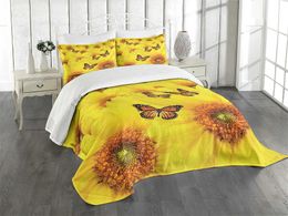 Bedding sets Orange Sunflower Printed Set for Lover Couples Gift Flower Pattern Duvet Cover Quilt Home Use Bedlines Double Bed H240521 Q2ZL