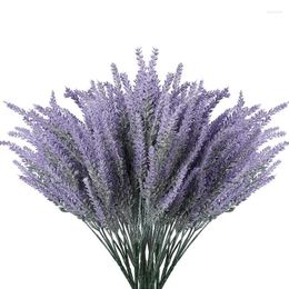 Decorative Flowers Artificial Lavender 8Pcs Fake Plants With Faux Plastic Wedding Bouquet For Table Centrepieces Home Kitchen Decor