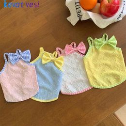 Dog Apparel Summer Vest Thin Breathbale Pet Suspender For Small Medium Dogs Cats Cute Bow T-Shirt Chihuahua Bichon Clothing