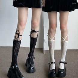 Women Socks Lolita Street Split Toe Strappy Lace Fishnet Stockings Cool JK Girl Knee Japanese Grils Long High