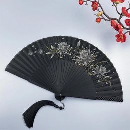 Decorative Figurines Festive Wedding Hand Fan Men's And Women's Black Portable Folding Summer Cool Chinese Style Craft