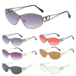 Sunglasses One-Piece Futuristic Sports Vintage Rimless UV400 Protection Wrap Around Sun Glasses Y2K Shades For Women & Men