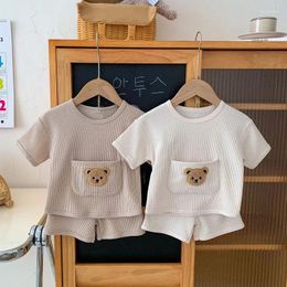 Clothing Sets Baby Boys Clothes Suit Summer Waffle Tops Shorts 2PCS Girl Outfit Set Infant Korean Casual Bear Kids