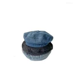 Berets Ldslyjr Four Seasons Denim Beret Painter Hat Octagonal Cap For Children Boys And Girls 01