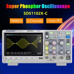 SDS1102X-C Digital Oscilloscope Super Phosphor Oscilloscope Single Channel 100MHz Oscillograph 1gsa/s 7'' Tft Test Device Metre