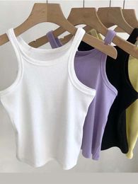 Women's Tanks 2024 Women Tank Tops Sexy Cropped Top Female Summer Camisole Camis Black White Sport Clothes For