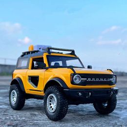 Diecast Model Cars 1 24 Ford Bronco Lima Travel Edition Alloy Car Model Diecast Metal Modified Off-road Vehicle Car Model Sound and Light Kids Gift