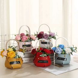 Decorative Objects Figurines Boutique soap flower box creative leather portable Exquisite party gift living room decoration cute bouquet H240522