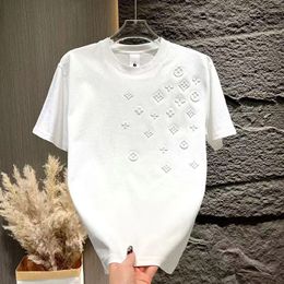 Men's new summer trendy brand printed casual short sleeved youth fashionable round neck versatile half sleeved T-shirt solid Colour T-shirt