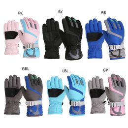 Anti Slip Snow Adjustable Wrist Strap Warm Mittens Outdoor Skiing Gloves Skating Essential for 3-16T Kids L2405