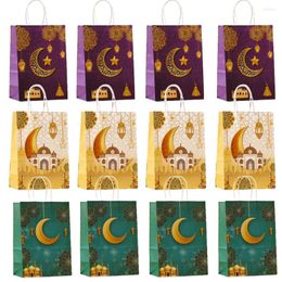Gift Wrap 4/8Pcs Ramadan Bags Eid Mubarak Paper Moon Star Packaging Candy Packing Decoration 2024