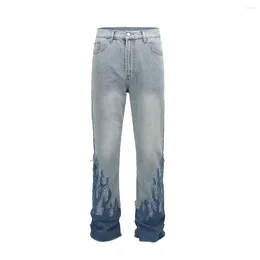 Men's Jeans Dark Is A High-quality Gothic Niche Luxury Designer Co- Old Money Style High Brand Clothes Microhorn-washed