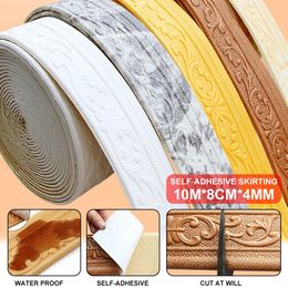 10MRoll Waterproof Wall Border Adhesive Foam Tiles Sticker Peel and Stick Wallpaper Board for Home Decor Tile edge decoration 240514
