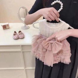 Clothing Sets Girl's Sweet Bow Suit Summer Children Baby Kids Infants High Quality Mesh Tutu Cake Dress Shorts Cute Vest 2Pcs Set